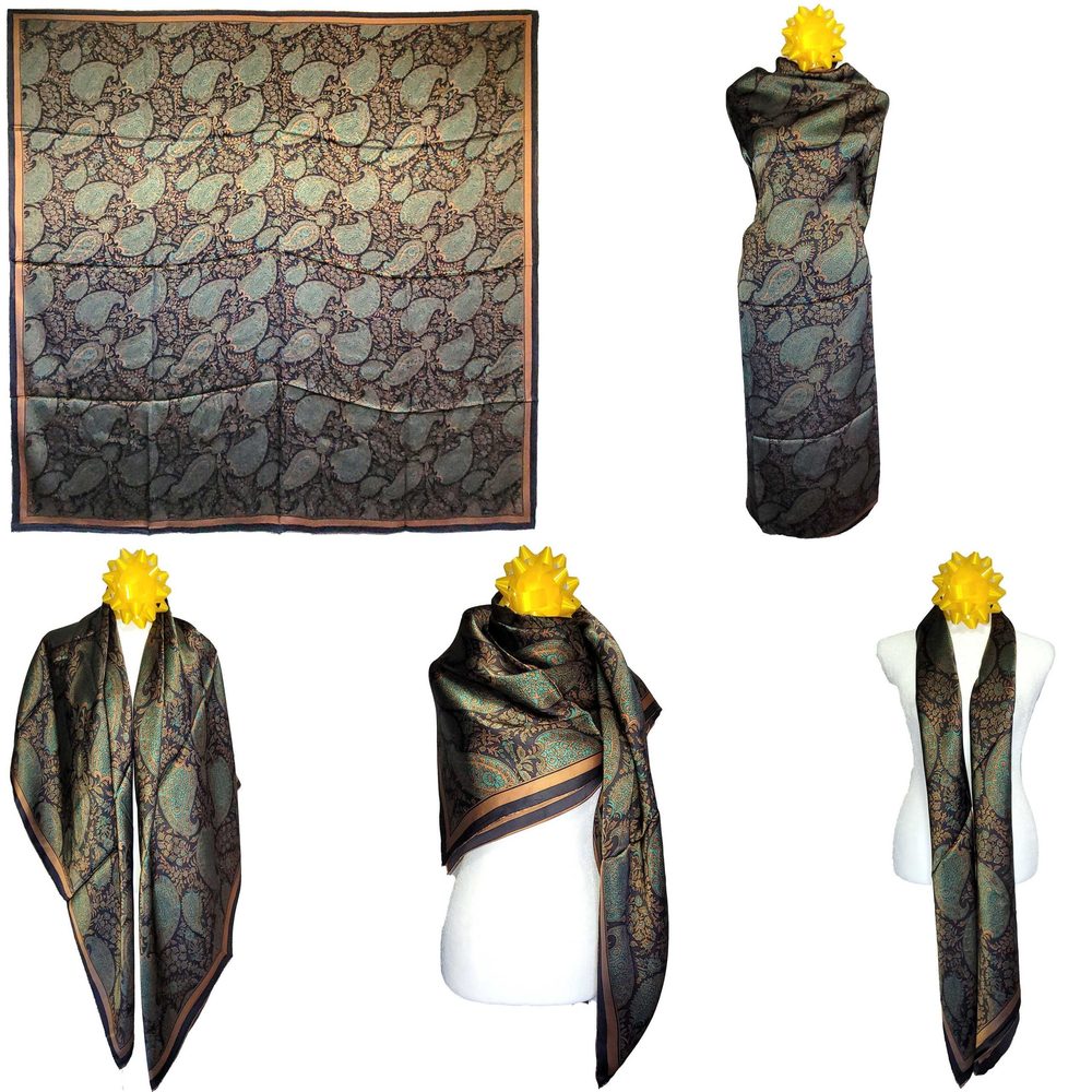 NWT Genuine 100% Mulberry Silk Satin Scarf 53"x53" Large Square Shawl 51291